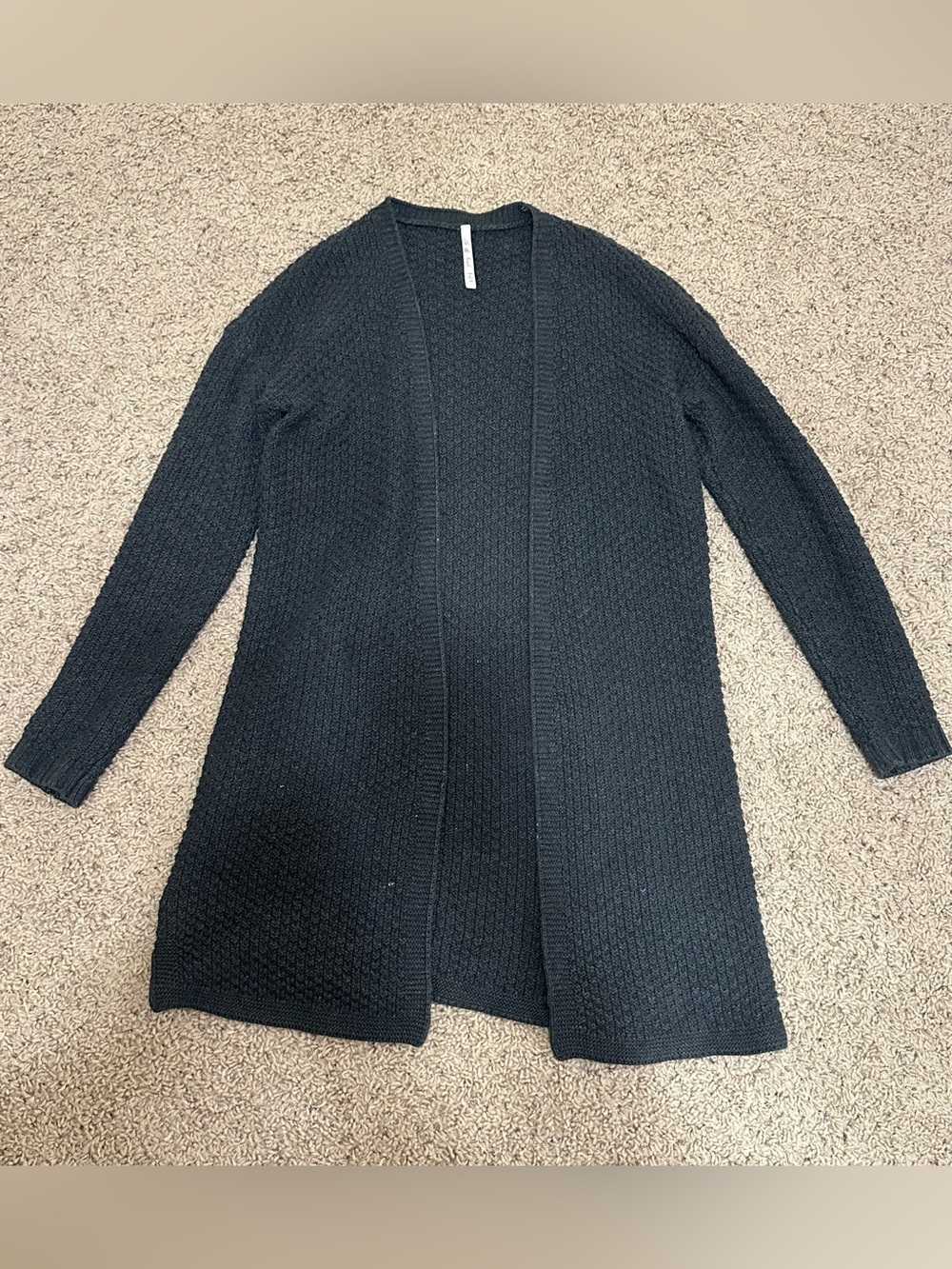 Leo & Nicole Black Open-Front Knit Cardigan
